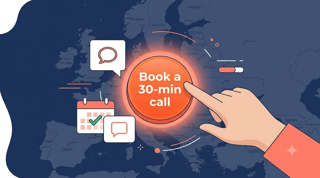 Square graphic with large text “95% of AI projects fail” and a subtitle “European engineering is the fix”, with a shield and clock icons. 