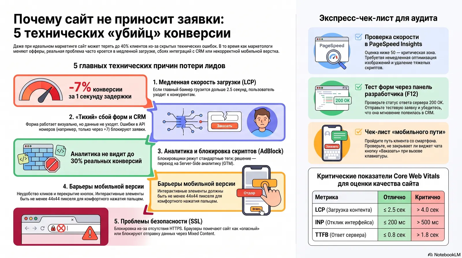 Где ломается воронка? 5 технических причин, почему пользователи уходят с сайта без покупки