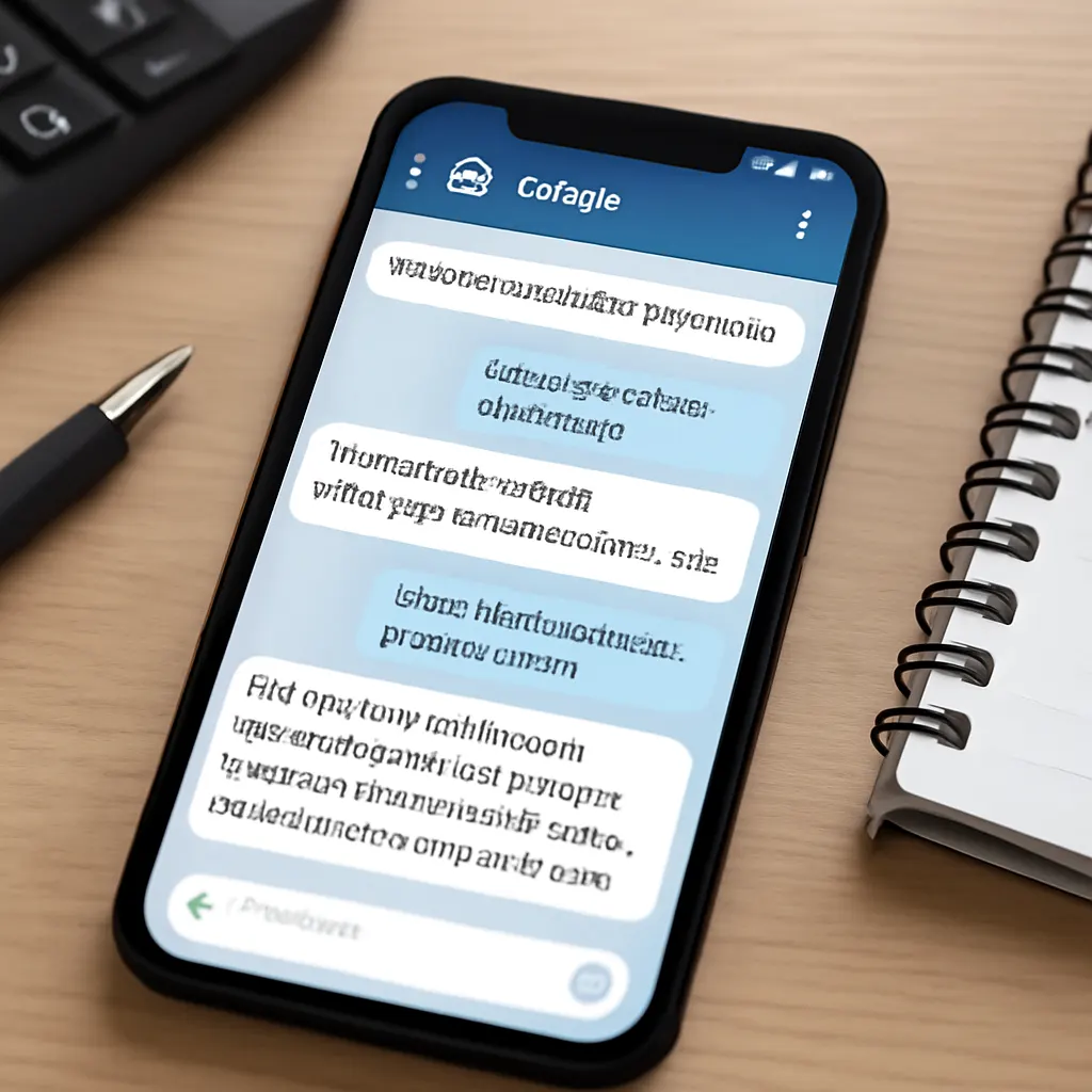 Смартфон с чатом Telegram и автоматизированными ответами.