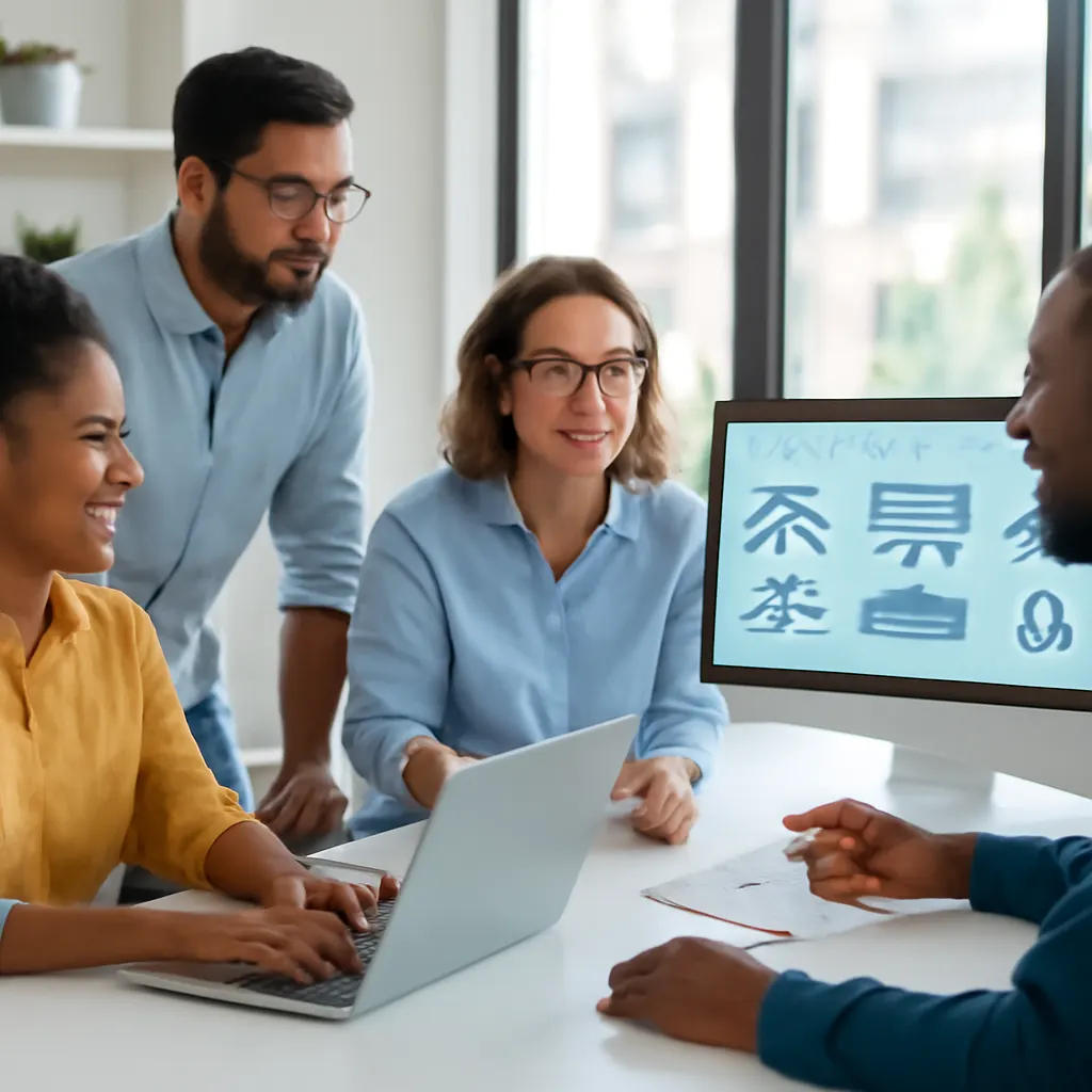 Ein Team bei der Arbeit in modernem Büro