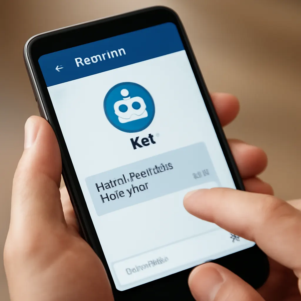 Interfejs bota Telegram na smartfonie.