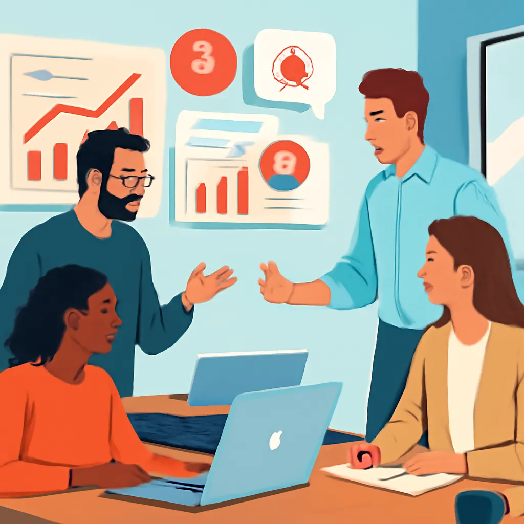 Employees collaborating on business automation strategy.