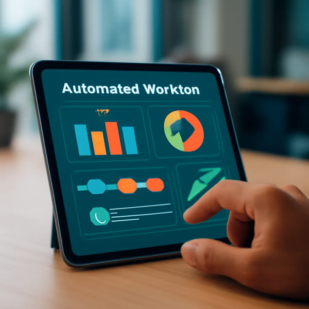 Automated workflow dashboard on a tablet.