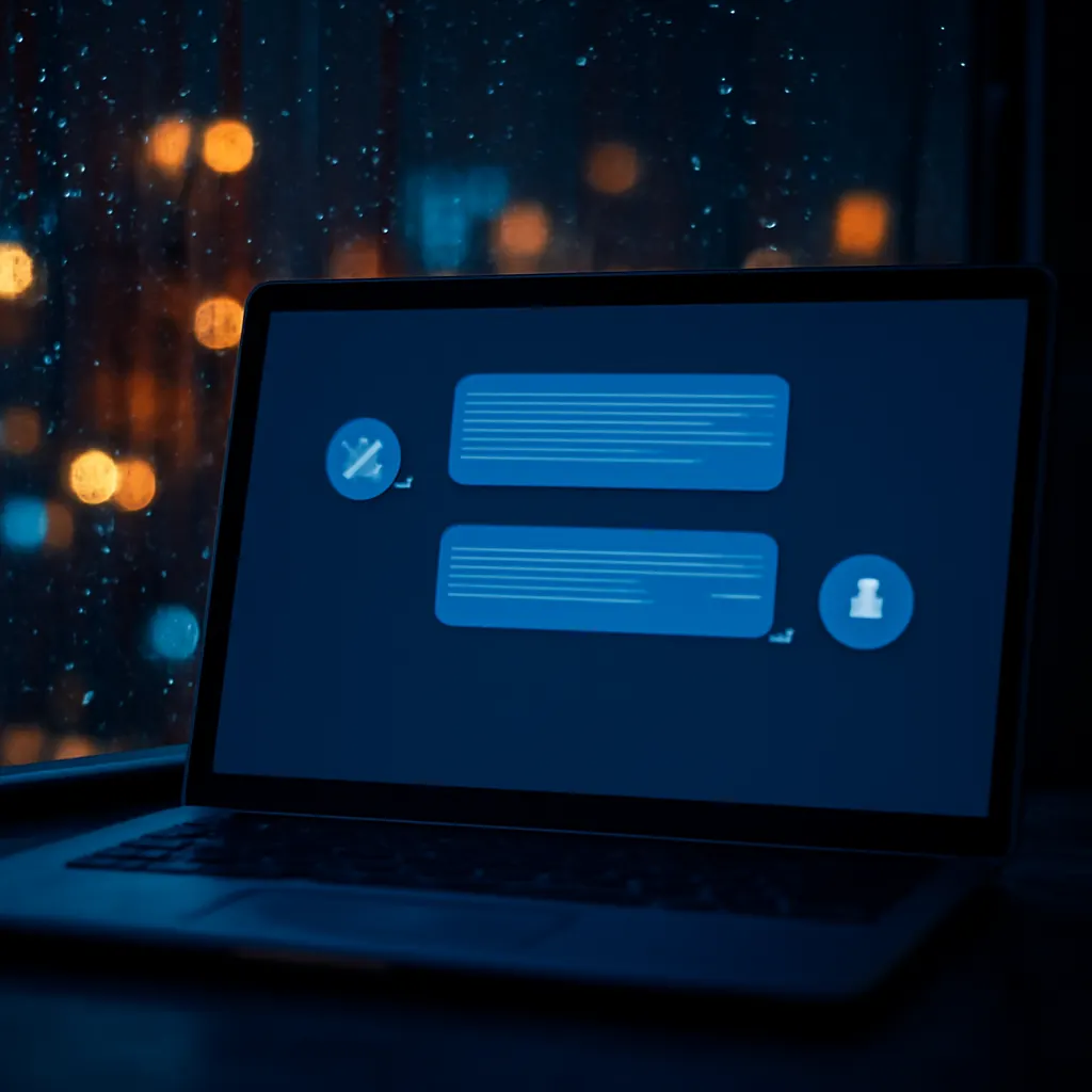 AI chatbot conversation on a laptop screen