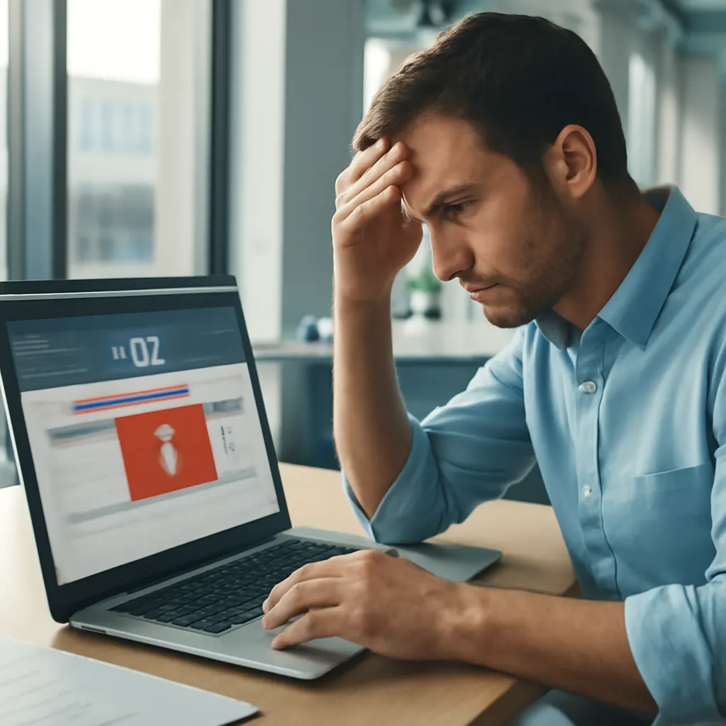 Frustrated employee in a modern office
