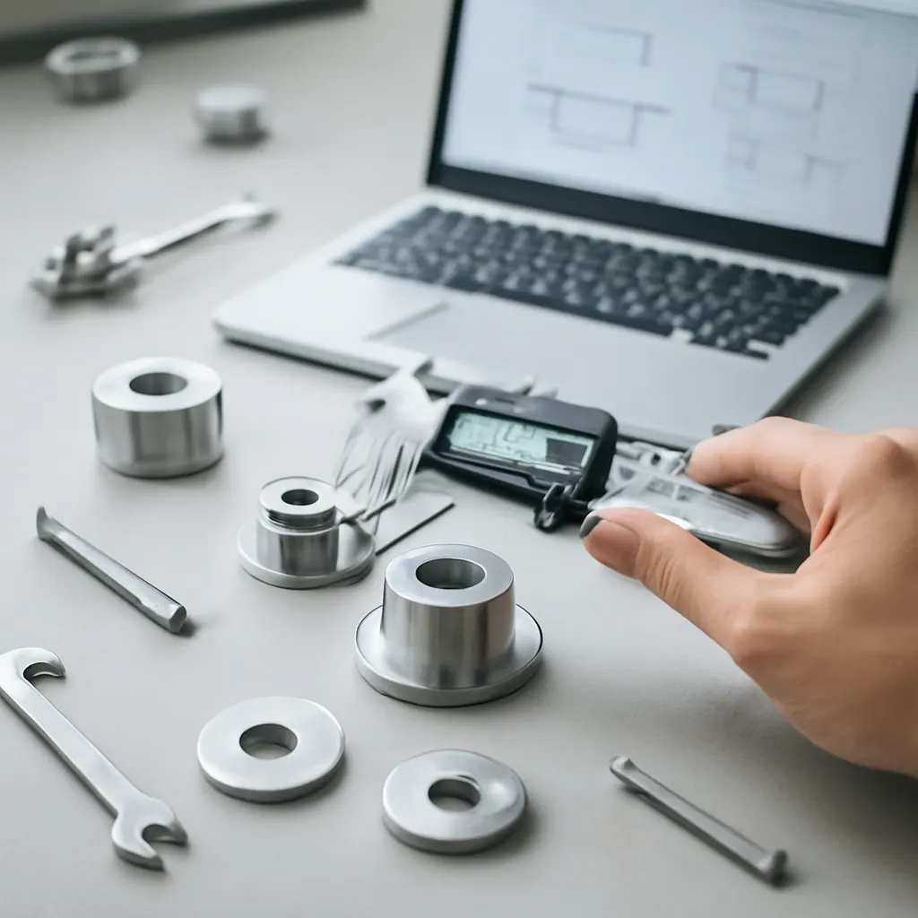 Stół montażowy z częściami CNC