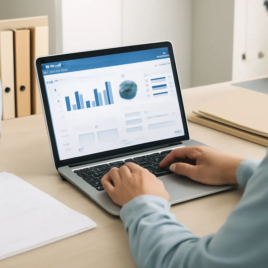 Mitarbeiter bearbeitet CRM-Daten