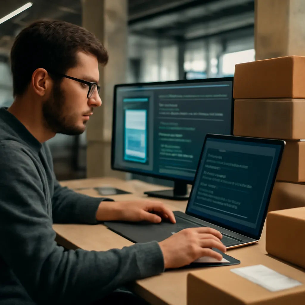 Software developer working on custom software