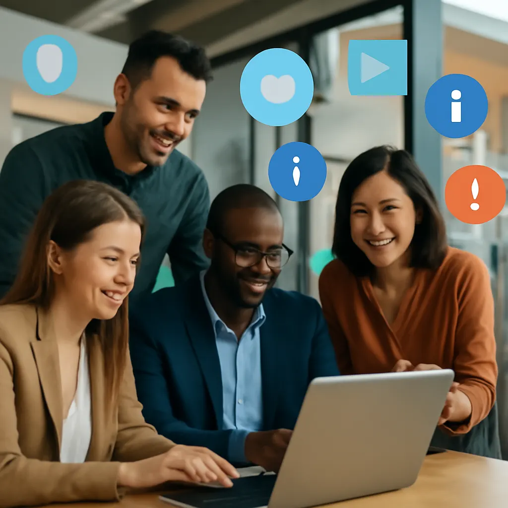 Zespół biznesowy pracujący nad systemem CRM