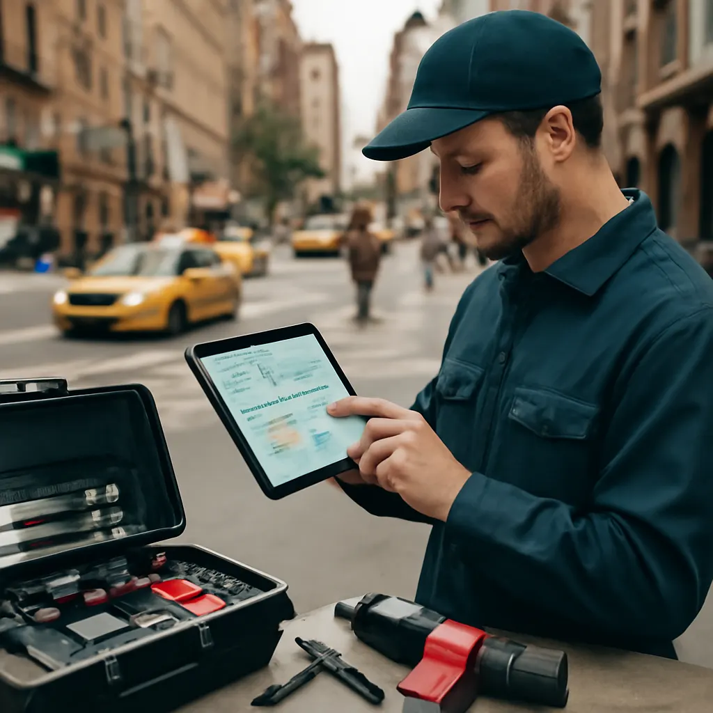 Service technician managing appointments