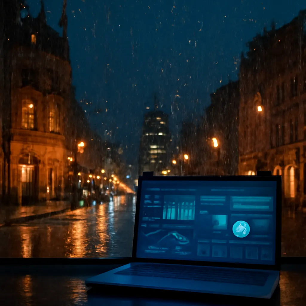 Nachtblick auf eine europäische Stadt