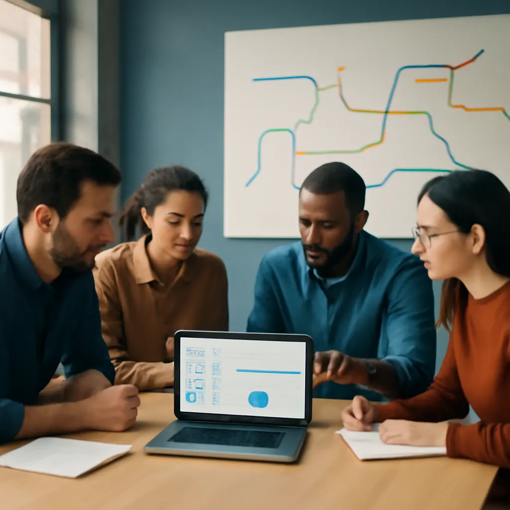 Team collaborating on CRM integration