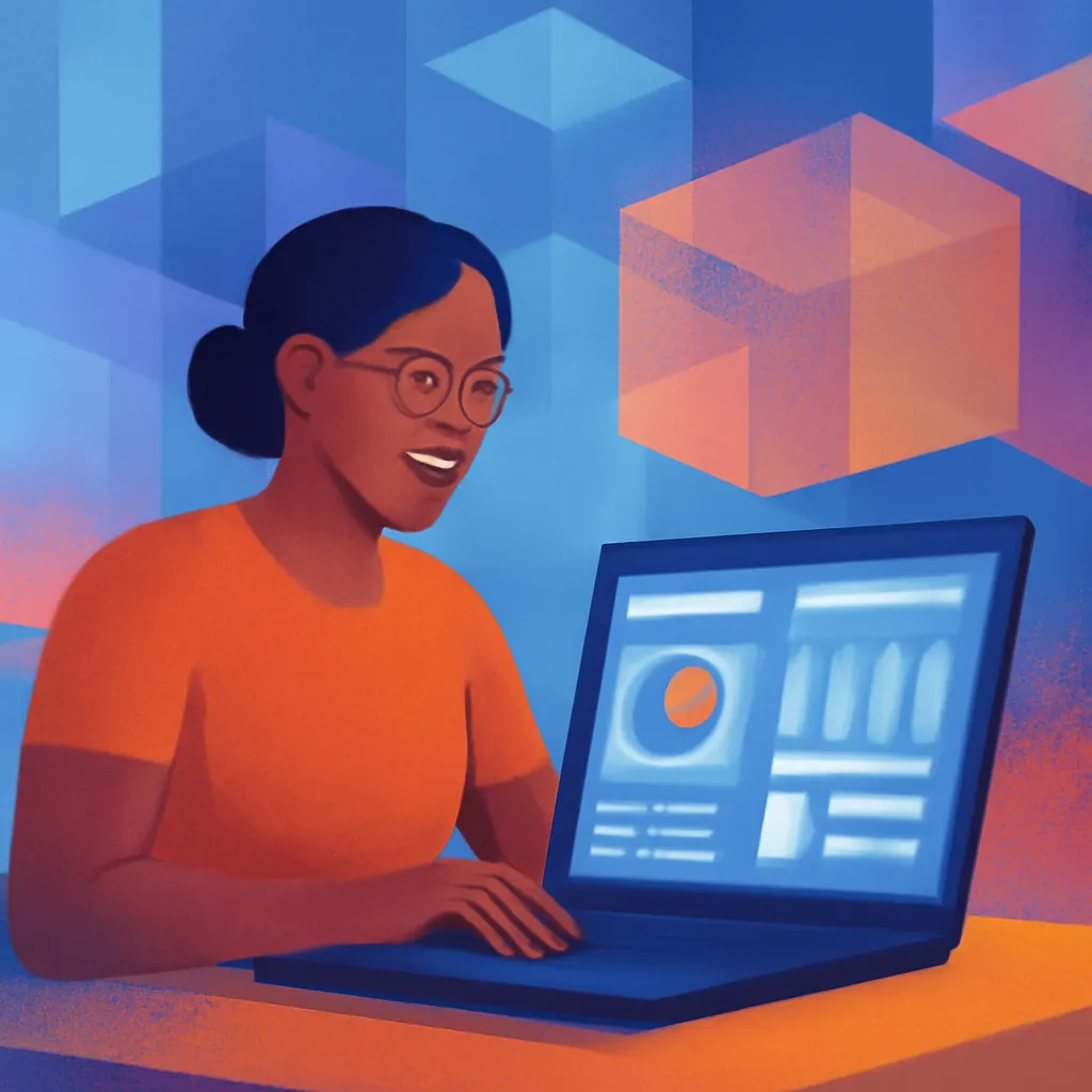 Small business owner using custom software