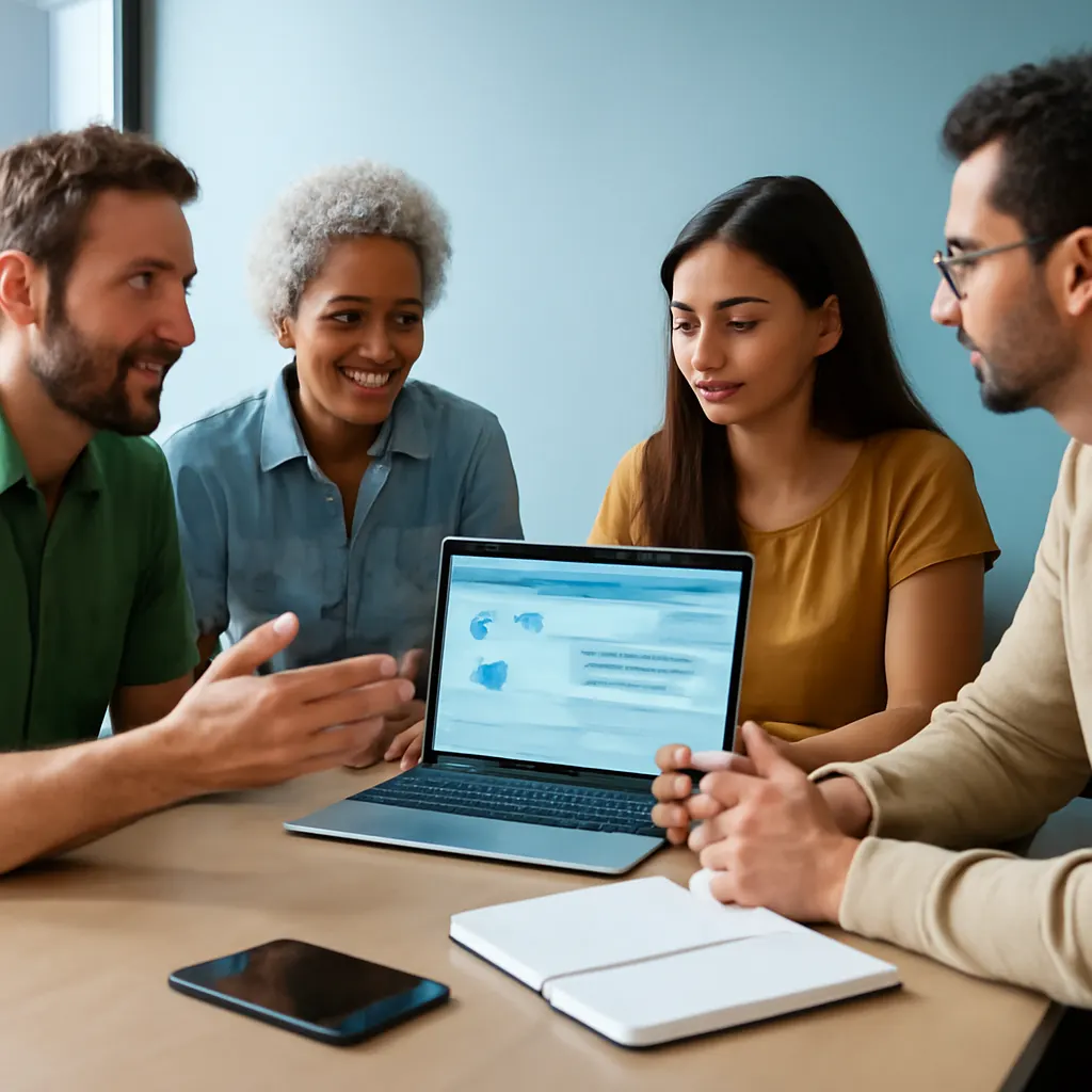 Business owners discussing automation.