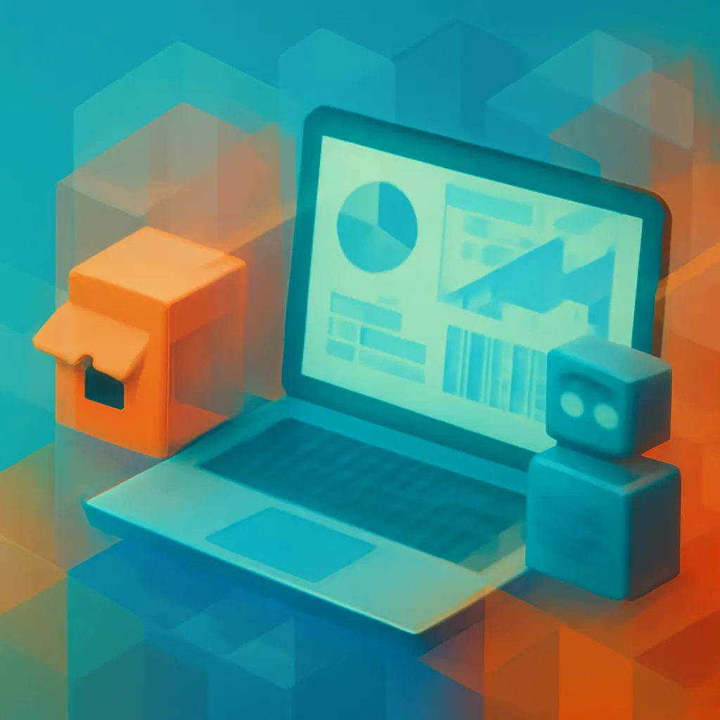 Abstract representation of a small business with AI automation