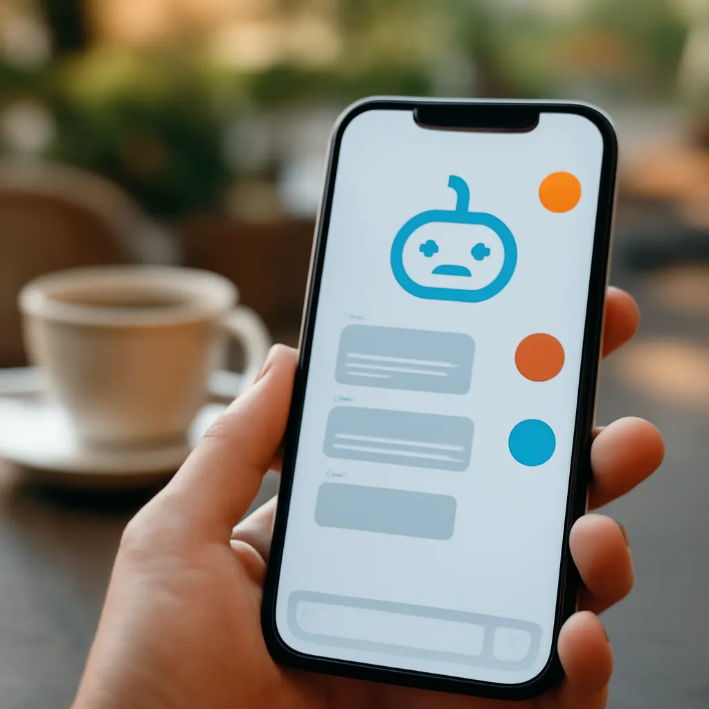 Smartphone mit Chatbot-Oberfläche