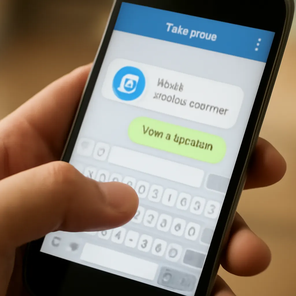 Смартфон с интерфейсом Telegram-бота на фоне