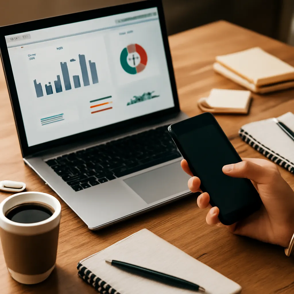 Arbeitsplatz mit CRM-Dashboard