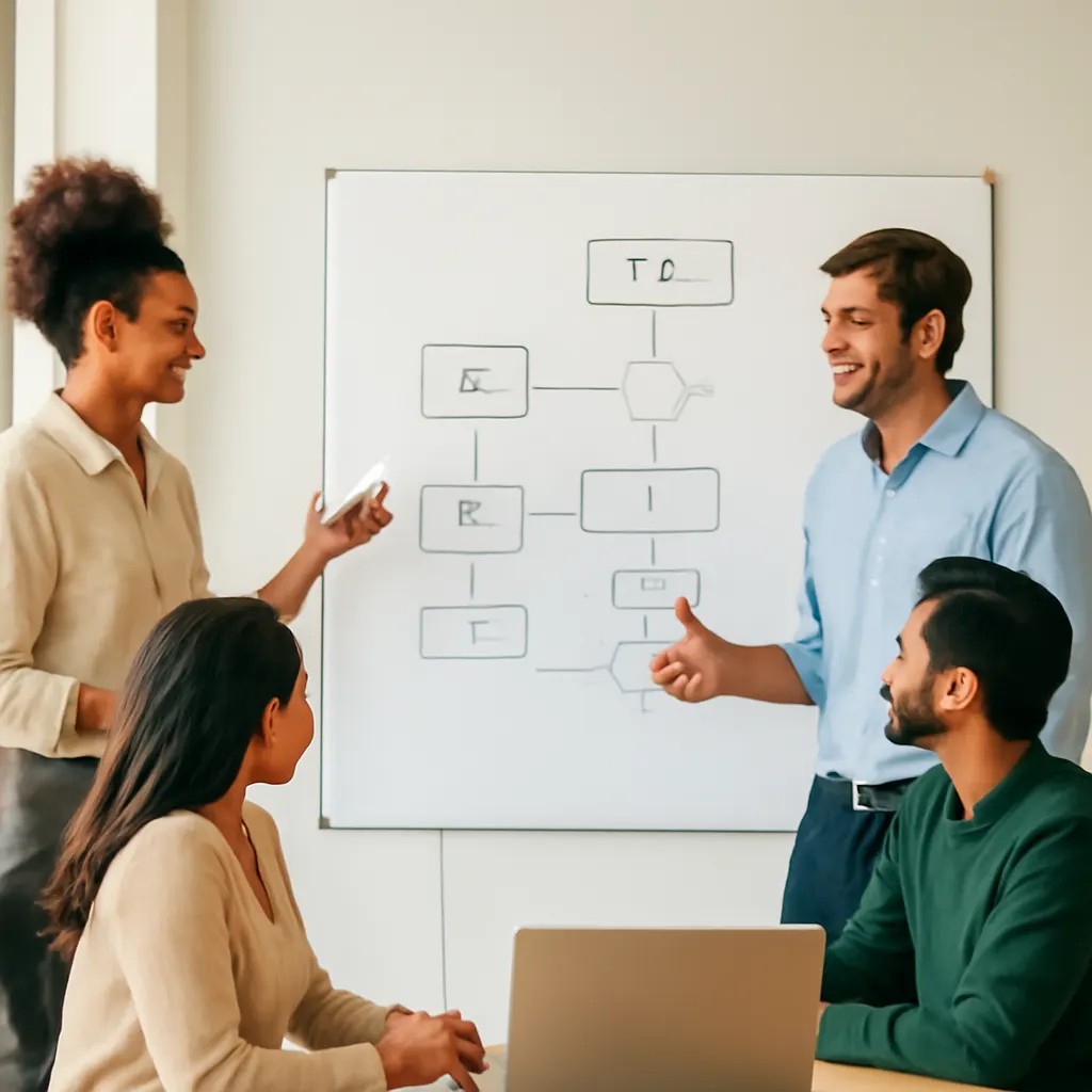 Команда обсуждает проектные планы для создания CRM.