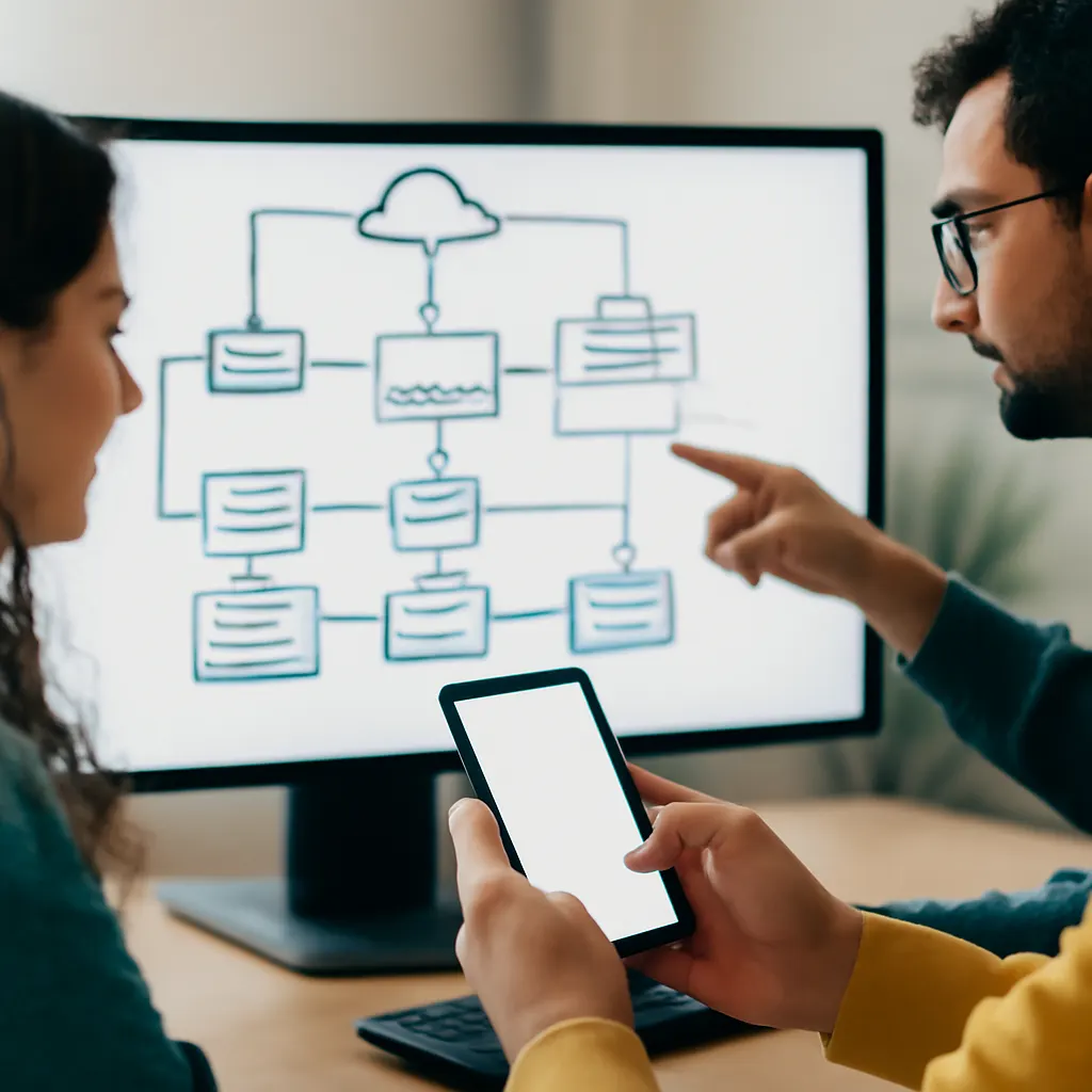Development team brainstorming software architecture