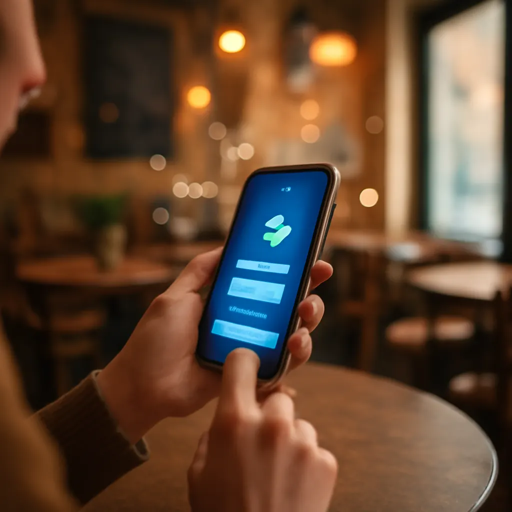 Кафе с смартфоном на столе