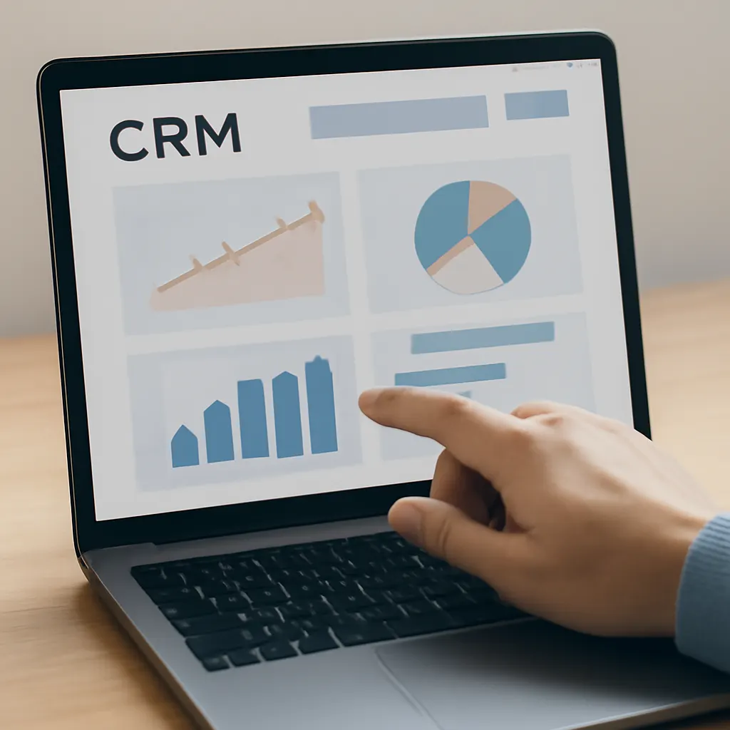 Взаимодействие с экраном, показывающим CRM.