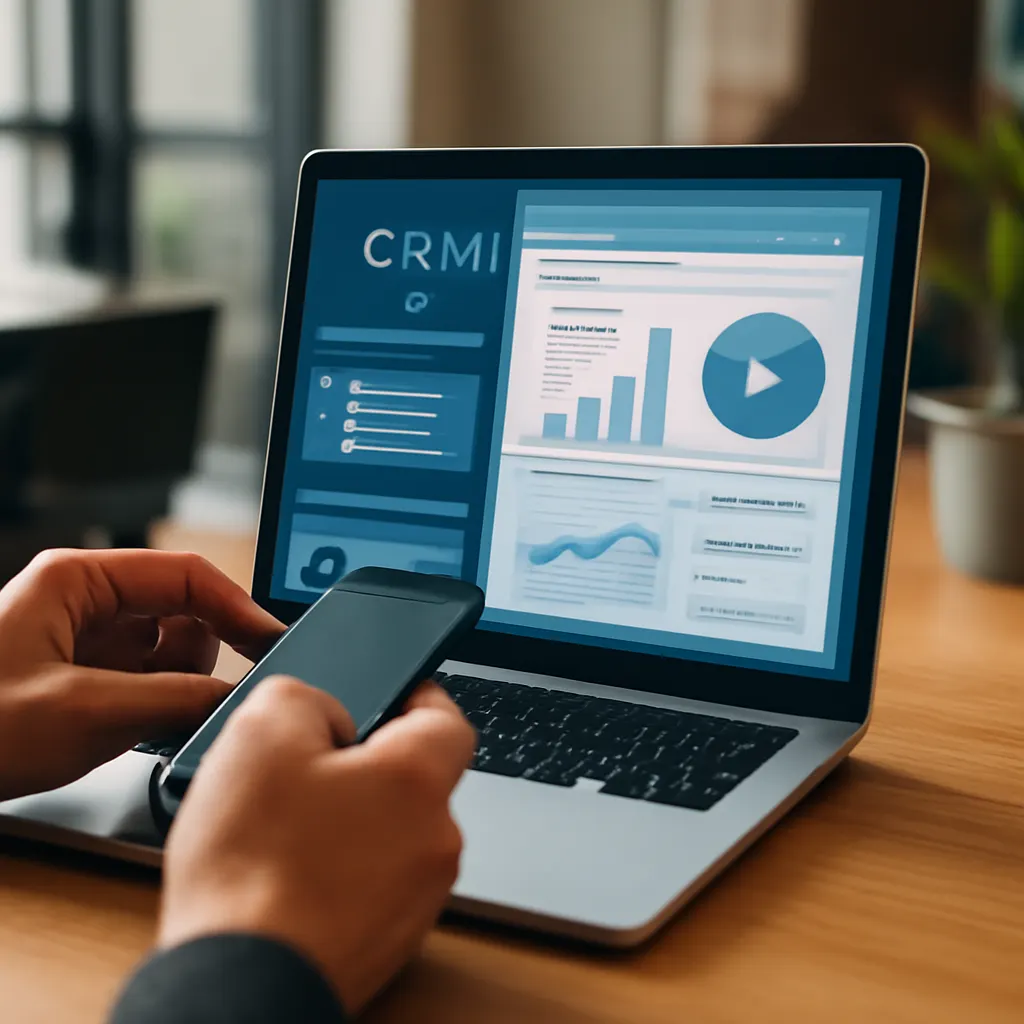 Экран ноутбука с дашбордом CRM
