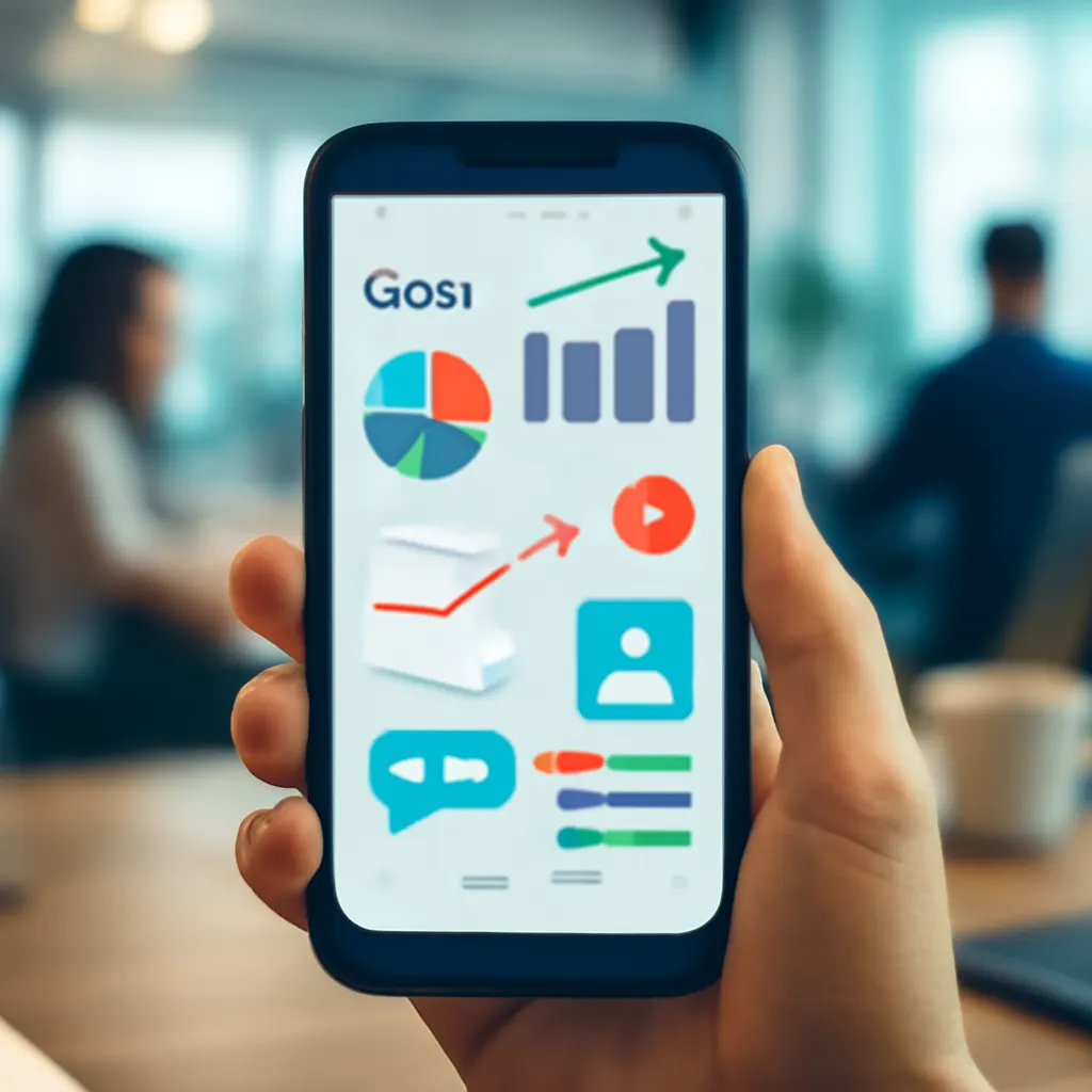 Smartphone displaying CRM data in an office