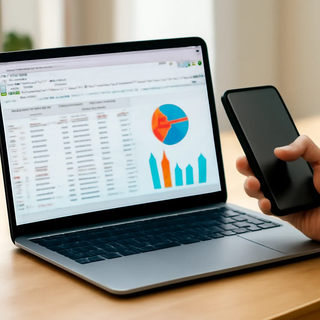 Ноутбук с открытым Google Sheets и данными CRM