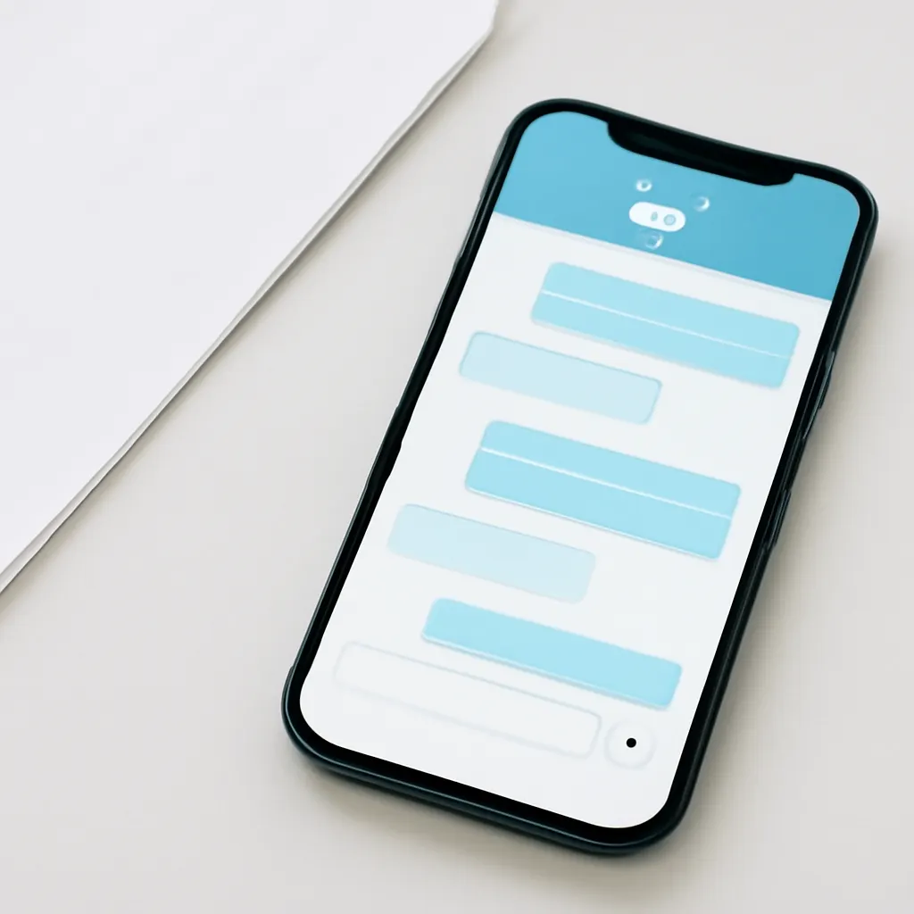 Смартфон с интерфейсом Telegram-бота.