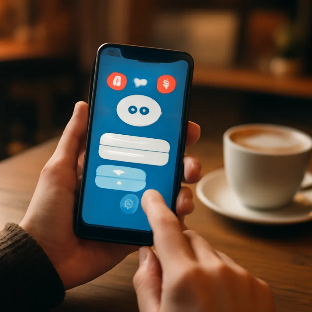User interacting with a bot in a cafe