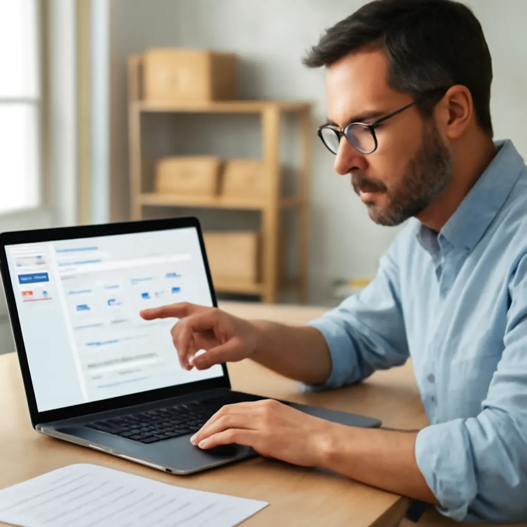 Ein Unternehmensinhaber, der mit Automatisierungssoftware interagiert