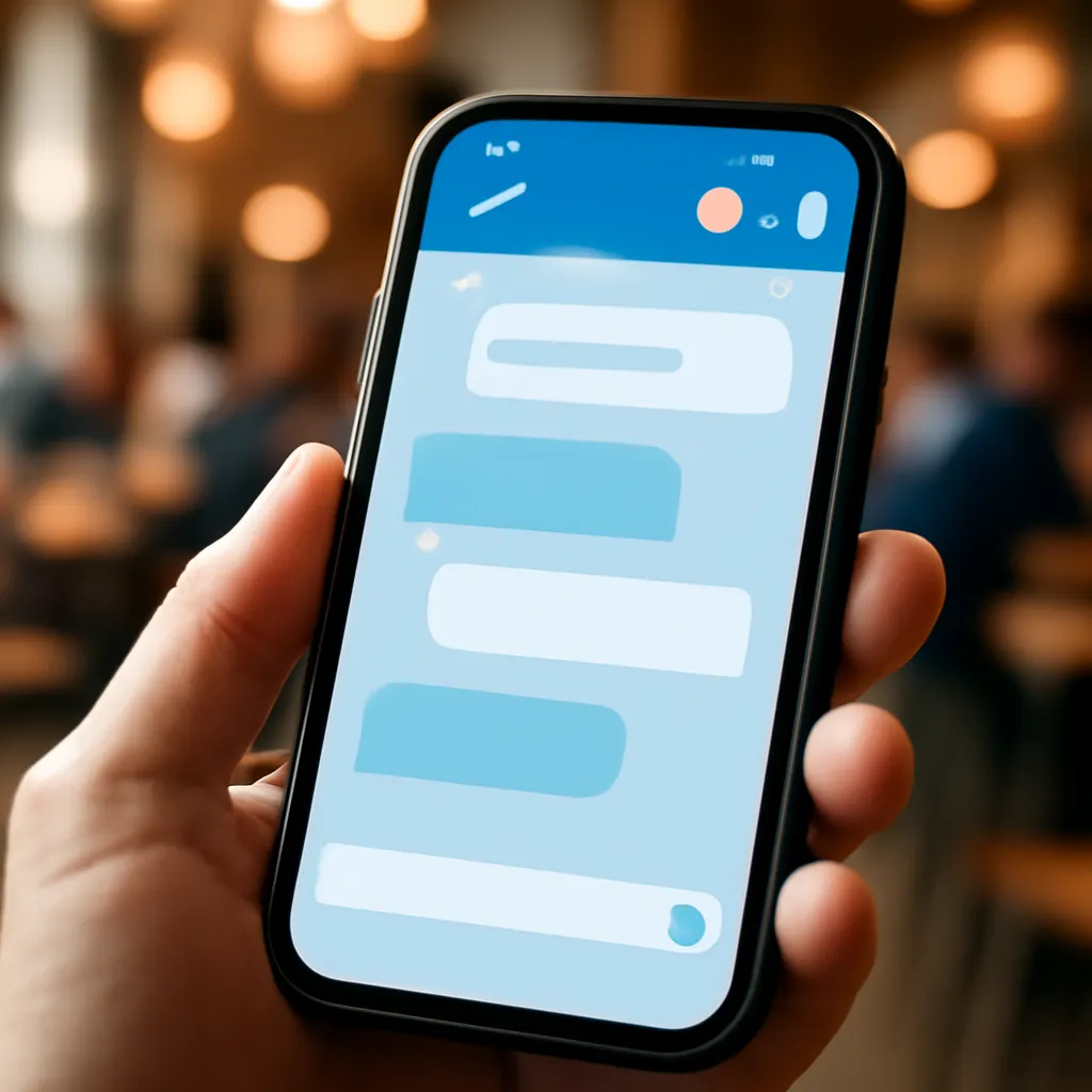 Close-up of smartphone with Telegram chat