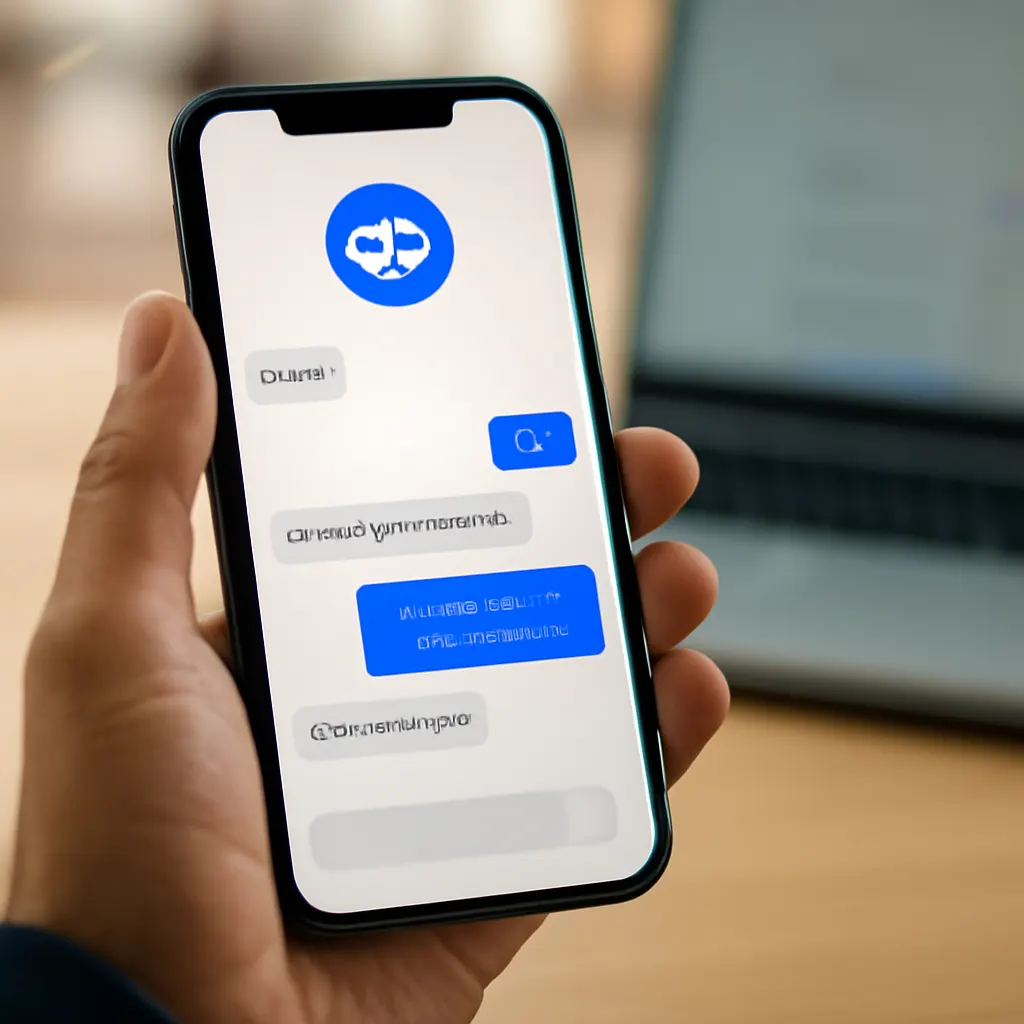 Interakcja z chatbotem na smartfonie.