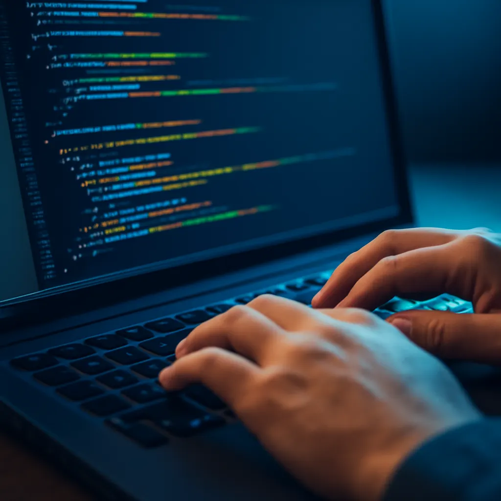 Hands typing code