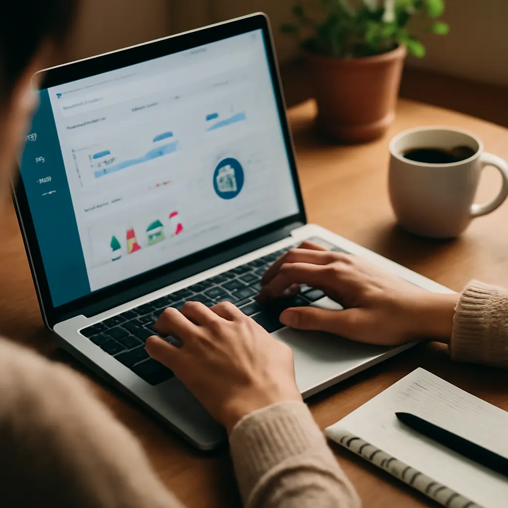 Osoba korzystająca z oprogramowania CRM na laptopie.