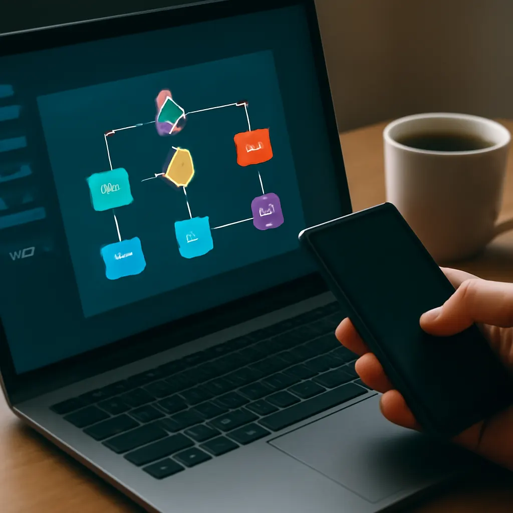 Laptop showing automation tools