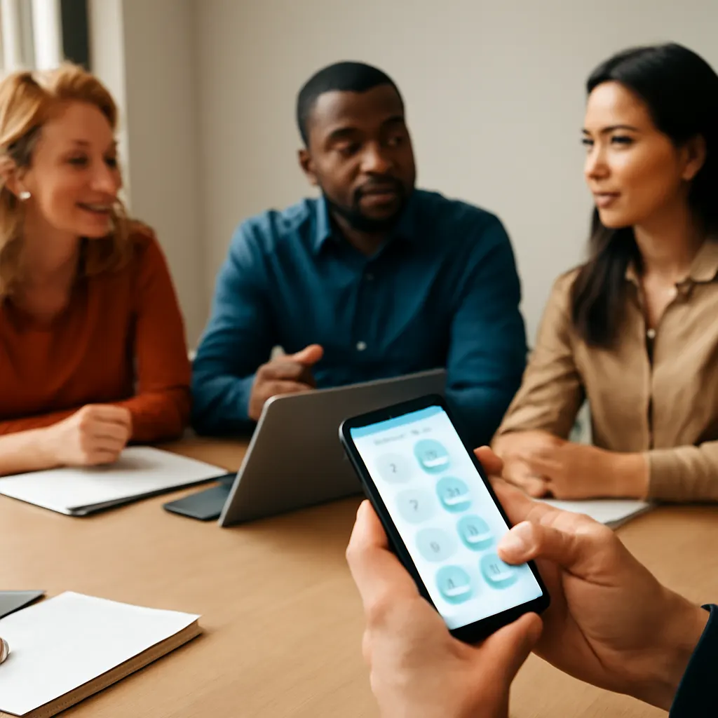 Business owners discussing automation strategies