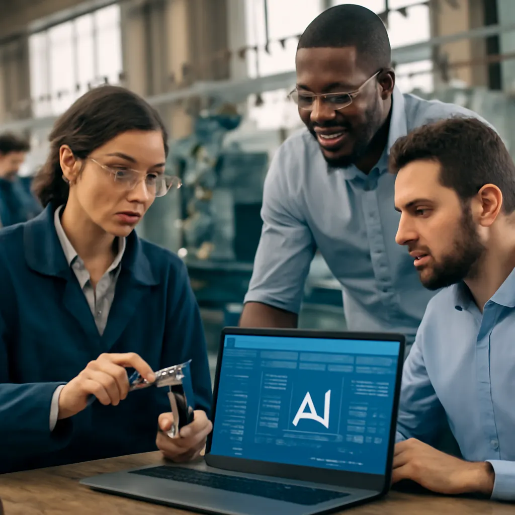 Mitarbeiter in einer Werkstatt bei der Automatisierung von Prozessen mit KI-Tools.