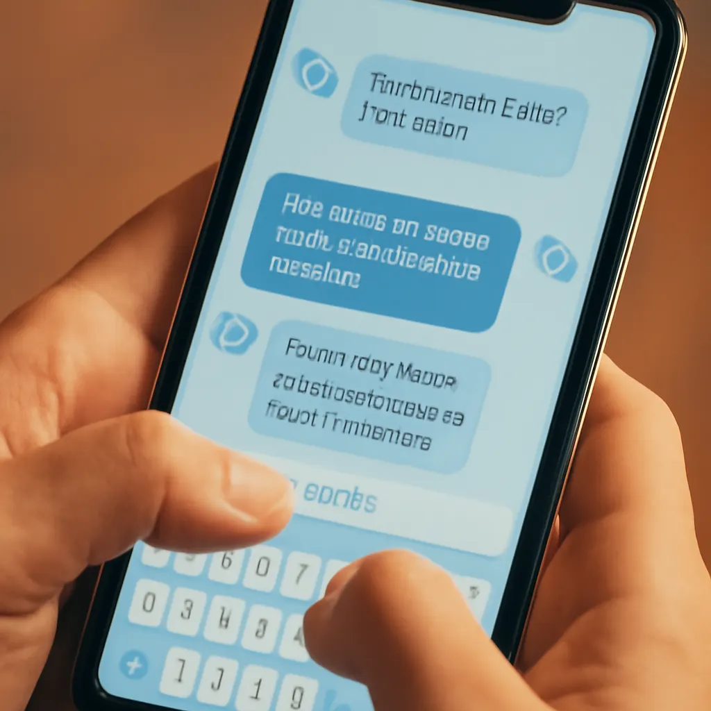 Hand holding smartphone with chatbot conversation.