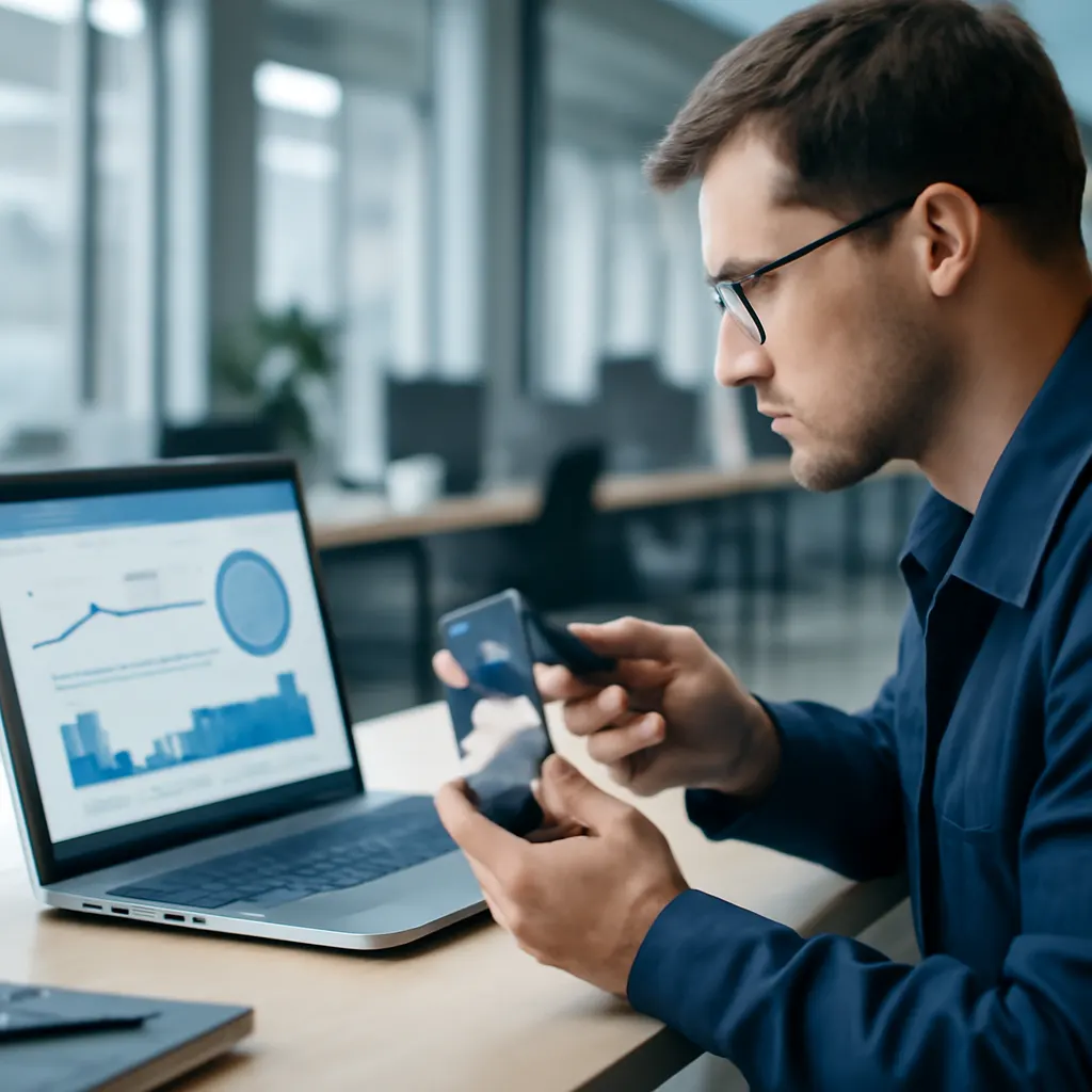 Techniker prüft KI-Software.