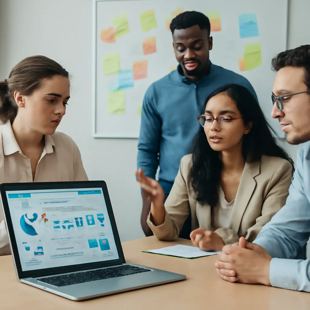 Mitarbeiter diskutieren Herausforderungen bei der CRM-Integration.