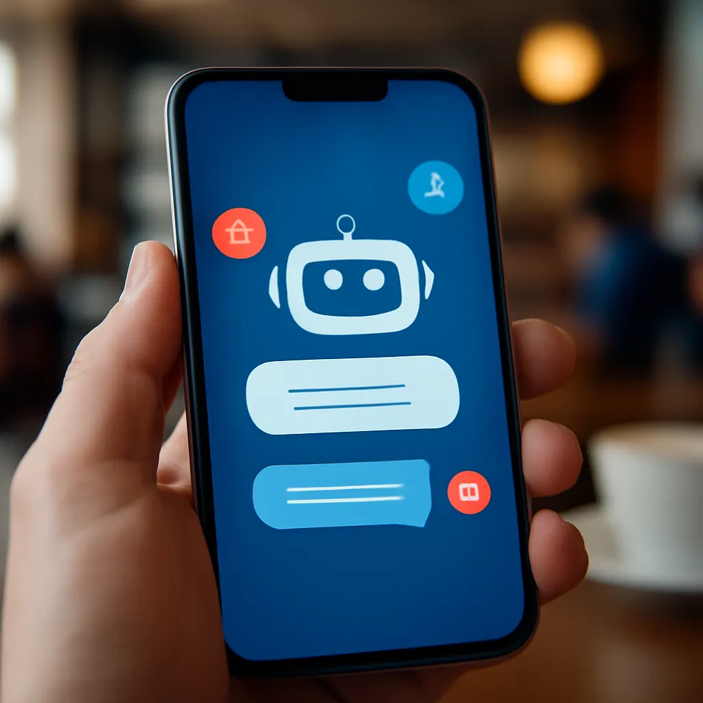 Smartphone showing chatbot interface