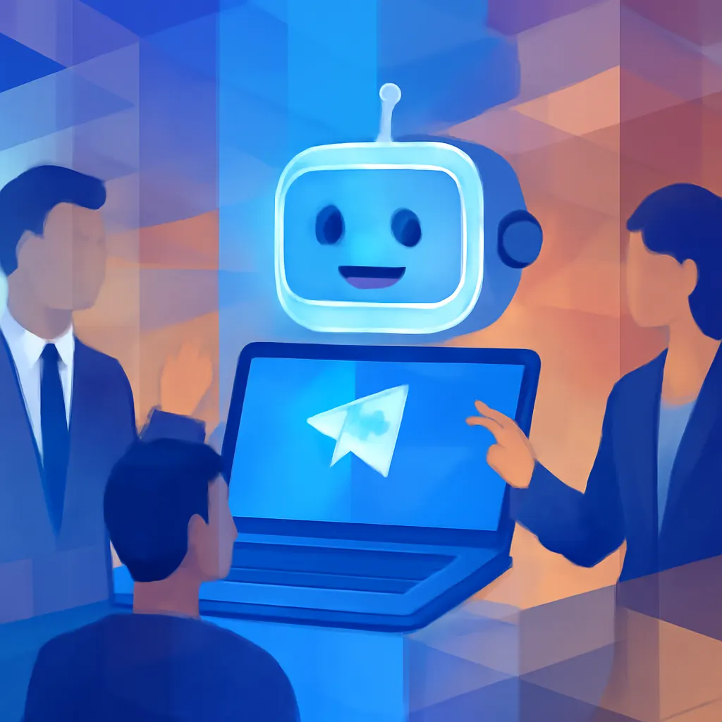 Иллюстрация Telegram-бота, взаимодействующего с пользователями
