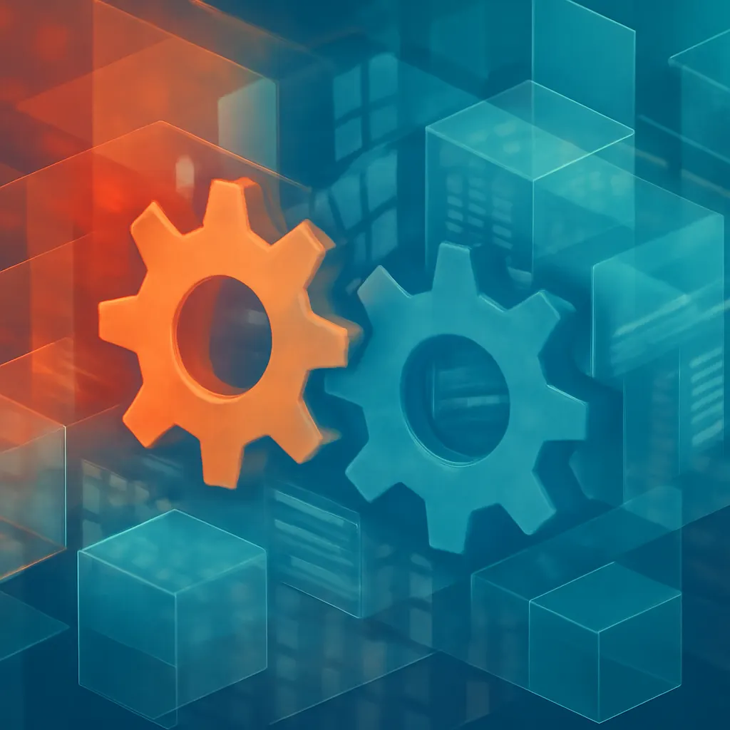 Abstract gears and digital elements for business automation
