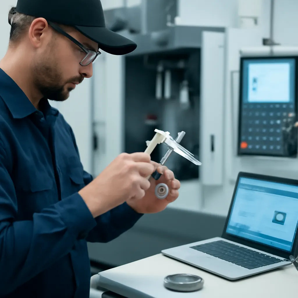Techniker an einer CNC-Maschine bei der Arbeit