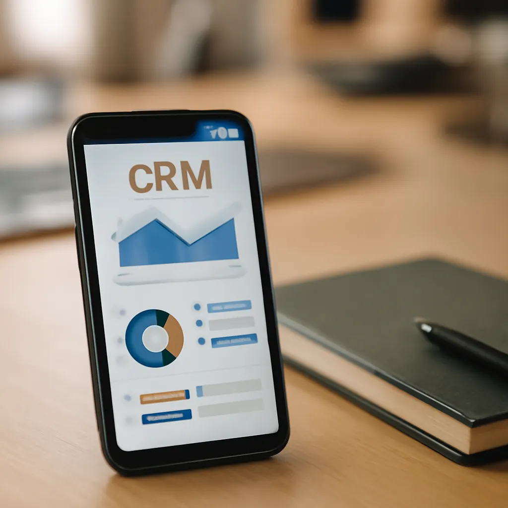 Smartphone showing CRM interface.