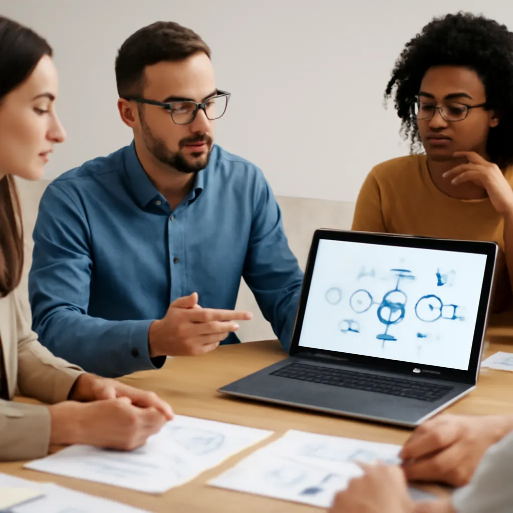 Ein Teammeeting, das sich mit Automatisierungsstrategien beschäftigt.