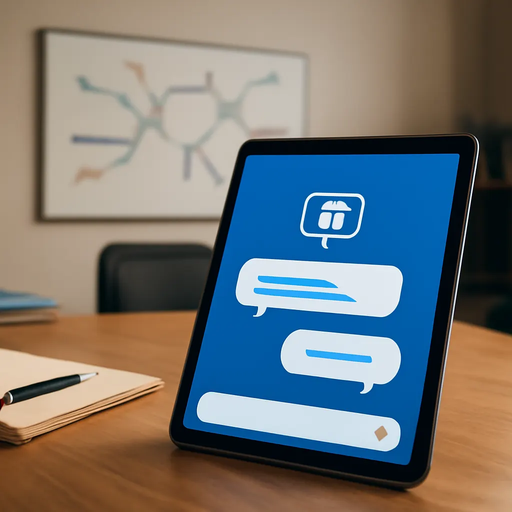 Tablet z interfejsem chatbota